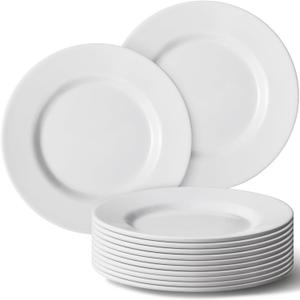 Hushee 12 Pack 7 Inch White Dessert Plates/salad Dishes Set, Melamine Small Dinner Plates Round Serving Dishes for Snacks, Bread, Fruit, Cake and Salad, Home Restaurant Supplies