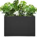 Galvanized Steel Planter Box - No Installation Required Metal Rectangular Block Long Box Planter Modern Outdoor Planters All-Weather Use with Drainage Holes for Patio/Porch, 362412IN (Large, Black)