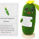 qyqkfly Mini Cute Funny Positive Life Potato Tomato Eggplant Onion Cute Animals Creative Knitted Holding Card Crochet Birthday Christmas Girls Gifts Party Decor, Set of 2