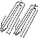 Curtain Pleat Hooks Stainless Steel, 60 Pack Drapery Hook and Pins for Pleated Drapes 4 Prongs Pinch Pleat Hooks for Window Door Bathroom Curtain,(2.7x0.9 inch, Silver)