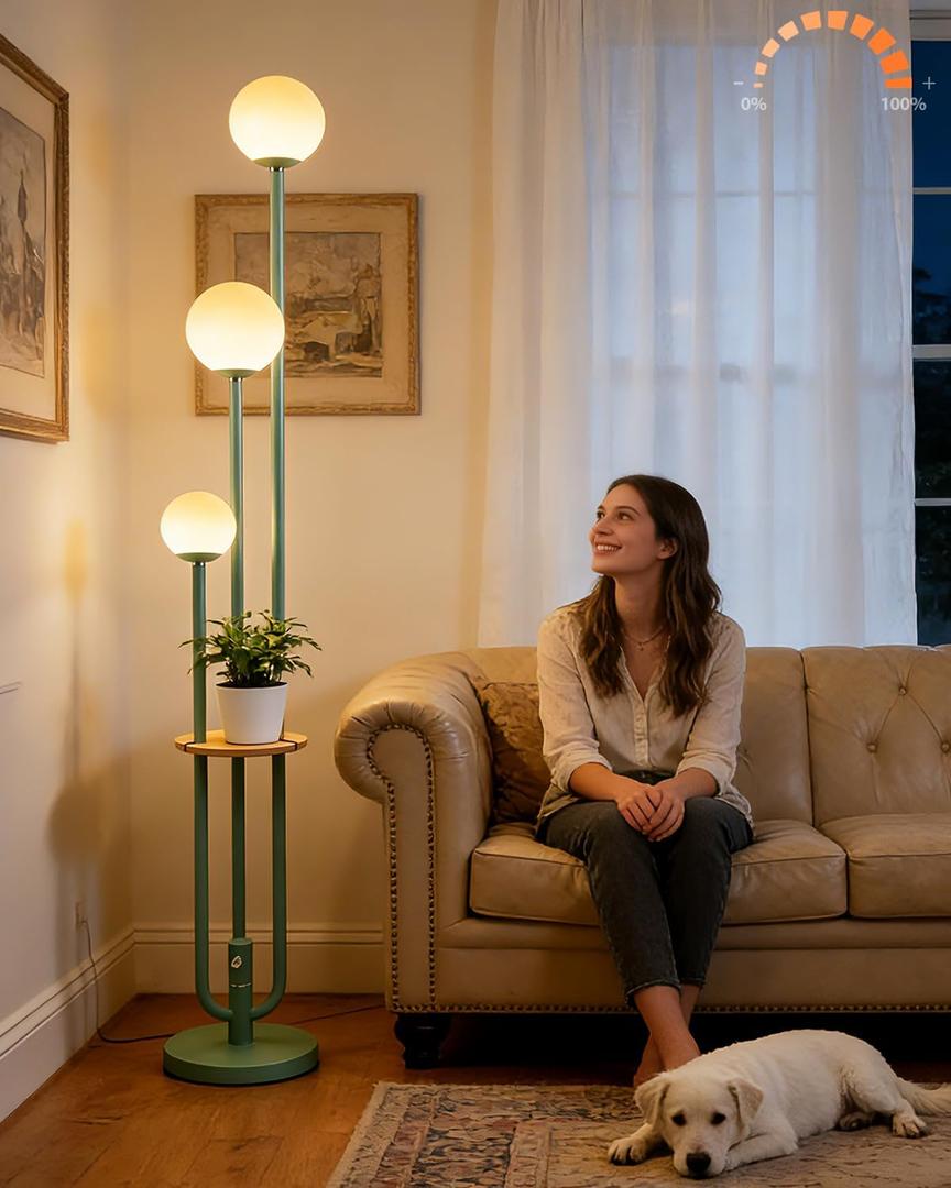 Lightdot 63IN Floor Lamp with 3 Green U-Pole, Modern Floor Lamp with 3000K Warm White LED Bulbs Included, Modern Tall Lamp with 5Lbs Heavy Base for Living Room/Wedding/Party/Sofa Beside/Corner Decor