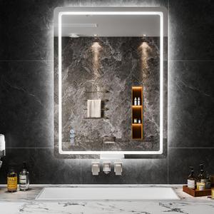 LED Bathroom Mirror 24x32 Inch Front and Backlit LED Mirror for Bathroom 3 Colors Dimmable Anti-Fog, Wall Mounted Vanity Mirror with Lights (Clear)