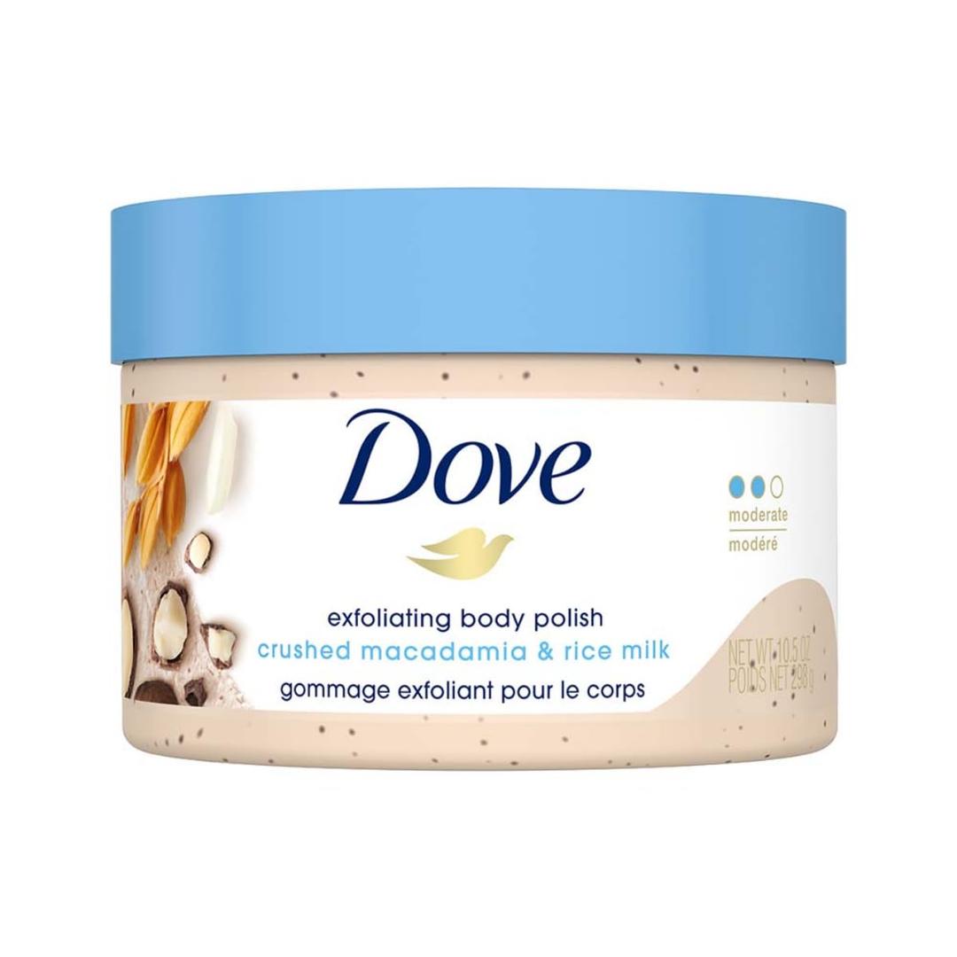 Dove Scrub Macadamia & Rice Milk Reveals Visibly Smoother Skin Body Scrub That Nourishes Skin 10.5 oz Dove Scrub Macadamia & Rice Milk Reveals Visibly Smoother Skin Body Scrub That Nourishes Skin 10.5 oz