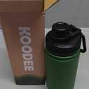 Koodee Insulated Water Bottle, 32 oz Stainless Steel Double Wall Vacuum Wide Mouth Sport Bottle with Leakproof Spout Lid (Grass Green)