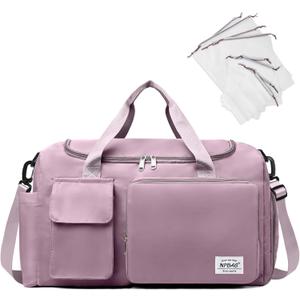 NPBAG Women Travel Duffel, Multi Functional Large Expandable Weekender Carry-on Tote, Gym Workout Overnight Bag, Mommy Hospital Bag for Labor and Delivery (Plum)