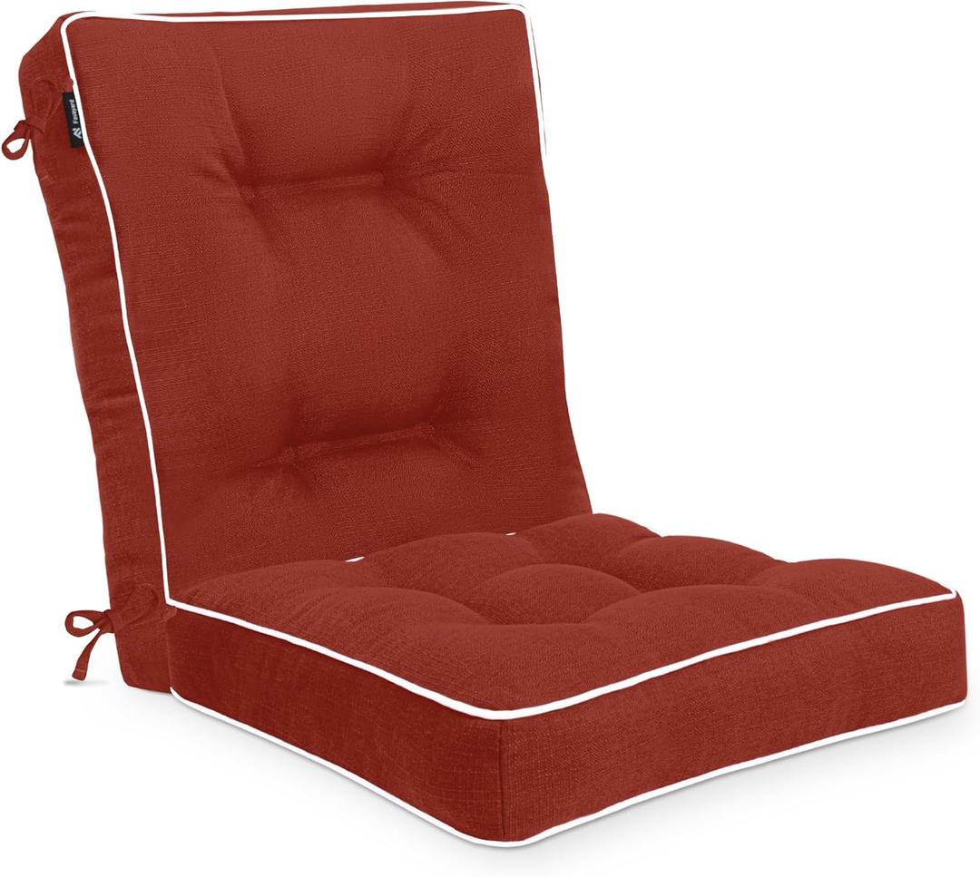 Favoyard Rocking Chair Cushion Set, Indoor & Outdoor Rocker Cushions, Water Resistant Seat Cushion Set for Patio Furniture 3-Year Color Fastness Chair Pads with Ties, Red