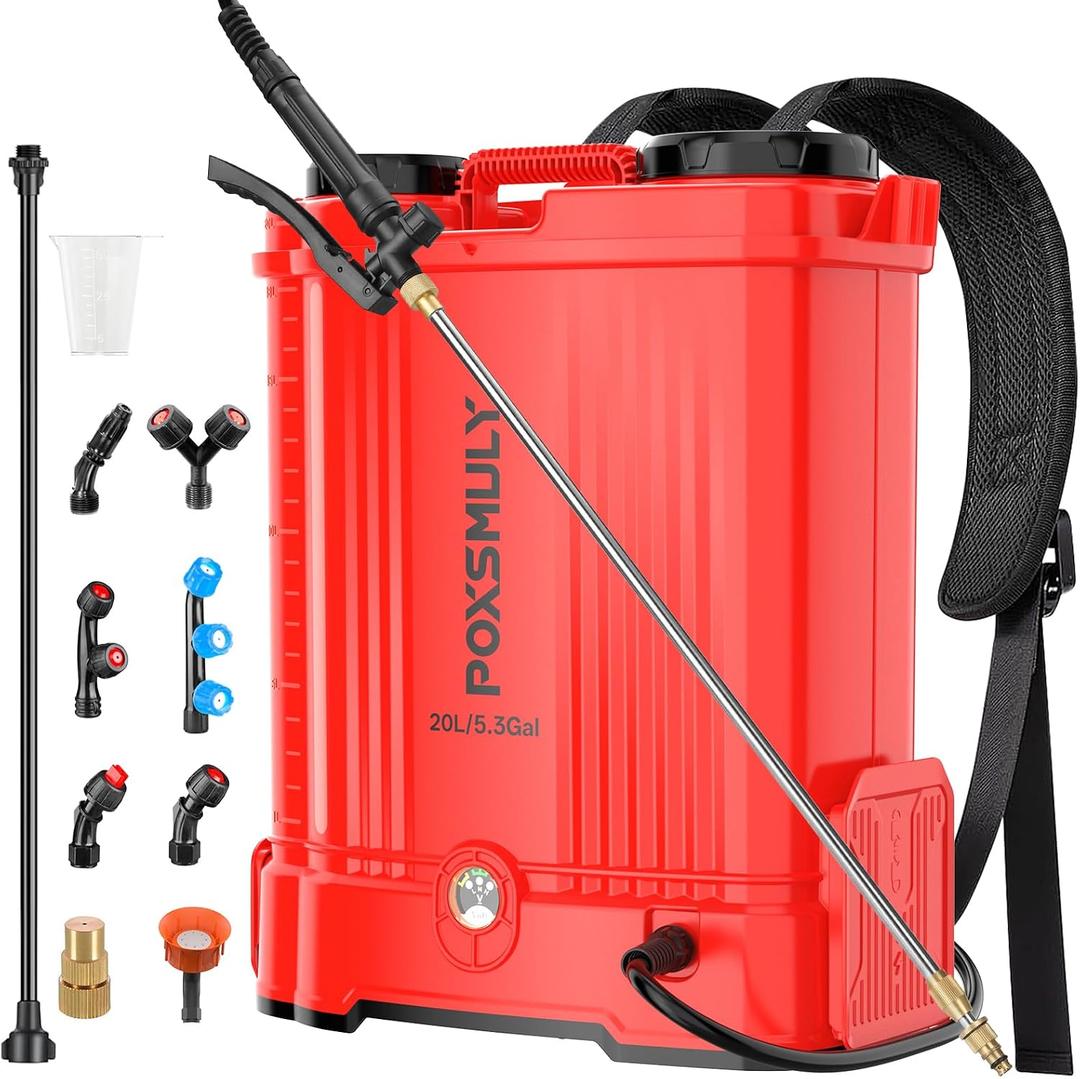 Battery Powered Backpack Sprayer for Mil-waukee M18 Battery, 5.3 Gallon, 100 PSI Electric Weed Sprayer, Yard Graden Sprayer with Telescopic Wand, 7 Nozzles, Backpack Sprayer 18v (Battery Not Included)