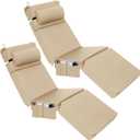 Wenqik 2 Pcs Outdoor Chaise Lounge Cushion with Pillow and Side Pocket Waterproof Lounge Chair Cushions with Pocket on Back 72 x 21 x 4 Inch Patio Replacement Pad for Pool Furniture (Beige)