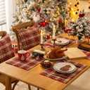 Christmas Plaid Placemats Set of 4, Red Green Snowflake Buffalo Checkered Tartan Winter Thanksgiving Xmas Table Mats for Dining Room Kitchen Table Decor