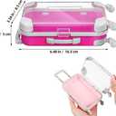 VILLCASE 4 Pack Mini Suitcase Favor Boxes - 6.5 Inch Portable Eyelash Storage Case with Rolling Wheels - Pink and Rose Red Lash Packaging Suitcase for False Eyelashes - Plastic Tiny Luggage