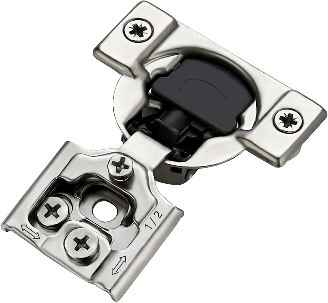 Ravinte 10 Pack 5 Pairs 1/2 inch Overlay Soft Close Hinges for Kitchen Cabinet Hinges Satin Nickel Hidden Hinges Stainless Steel Concealed Hinge self Closing