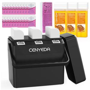 3 IN 1 Roll On Wax Kit, Waxing Kit for Hair Removal, Triple Roll-On Wax Warmer with 3 Honey Wax Cartridge Wax Roller Refill for Legs Arms and Underarm, Upgrade Heating System-Just 13 Mins Fast