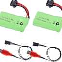 7.4V Li-ion Battery 600mAh 2S Rechargeable with SM-4P Plug and USB Battery Charger Fit for Most Water Ball Blaster RC Car Trucks Battery 2PACK