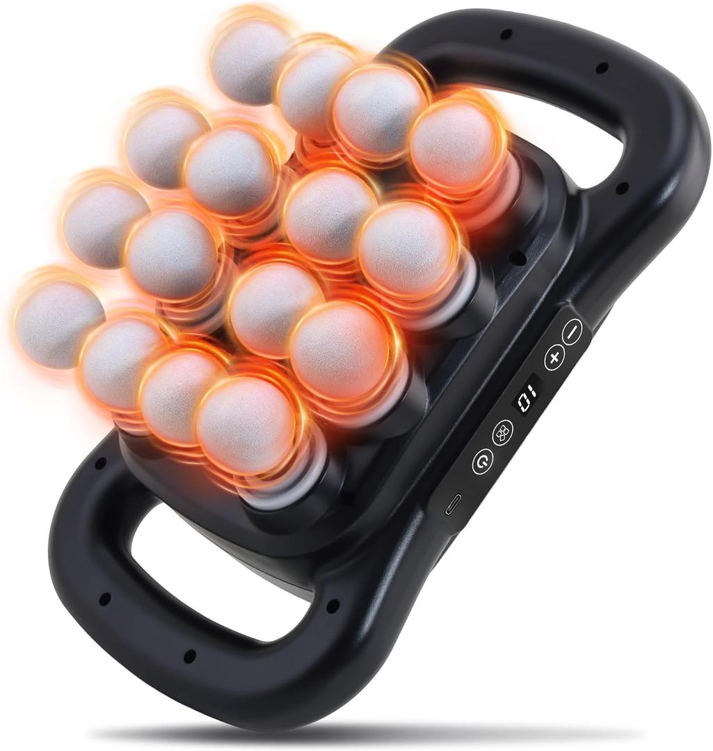 16 Head Massage Gun Set, Deep Tissue Percussion Massager, 2600mAh Electric Massage Tools with 9 Styles & Levels, Black