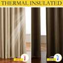 NICETOWN 100% Absolutely Blackout Linen Curtains with Thermal Insulated White Liner, Camel, W52 x L108, 2 Panels, Textured Linen Look Noise Reducing Window Treatments Drapes for Bedroom/Living Room