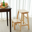 Step Stool, Solid Wood 2-Tier Step Ladder, Folding Toddler Step Stools Kitchen Helper, 2-in-1 Display Ladder and Storage Shelf, Wooden Step Stools for Adults & Kids, Natural