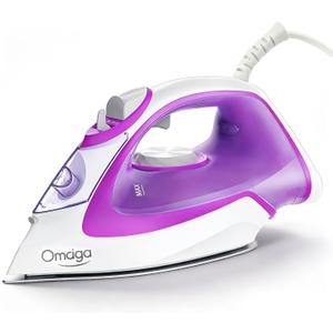 1750W Steam Iron for Clothes, Powerful Steam Iron with Rapid Heating & Ceramic Soleplate, Self-Cleaning, Auto Shut Off, Large Water Tank for Home Use (Purple)