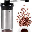 LHS Manual Coffee Grinder Stainless Steel Portable Hand Crank Coffee Mill Grinder Ceramic Conical Burr with Adjustable Coarseness for Home, Office or Traveling