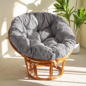 HIGOGOGO Papasan Chair Cushion with Corduroy Cover (Without Chair), 48 x 48 Inch Supportive Cushion, Overstuffed Chair Cushion,Grey
