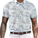 Derminpro Mens Camo Golf Shirts Moisture Wicking Short/Long Sleeve Dry Fit Golf Polos (Gray, S)