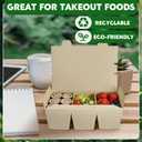 30 Pack 50 oz Paper To Go Containers, 3 Compartment Take Out Food Containers, Bamboo Pulp Paper Take Out Boxes, Microwavable, Leak and Grease Resistant for Restaurants, Picnics, Offices and Catering
