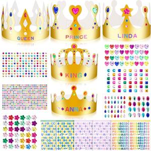 Gold Paper Crowns, Diy Birthday King Crowns Craft to Decorate, Paper Prince Princess Crown Hats for School Classroom