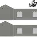2 Pack Carport Canopy Replacement Sidewalls with Roll-up Windows, 2 Pack Zipper Doors for 12x20FT, Waterproof & UV Protected, Easy Assembly with Ball Bungees, Grey (Frame and Top Cover Not Included)