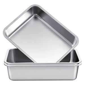 2 Pack Stainless Steel Commercial Bus Tubs Food Grade Meat Processing Tubs Lug Wash Basin Tote Box for Dishwashing, Kitchen, Restaurant, Utility (13 L)