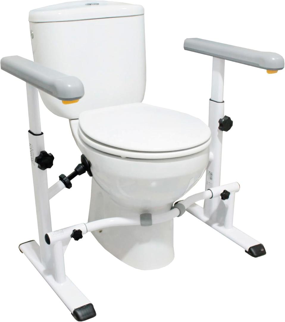 KMINA Toilet Safety Rails for Seniors, Heavy Duty Frame with Handles, Adjustable Height and Width, Handicap Grab Bars