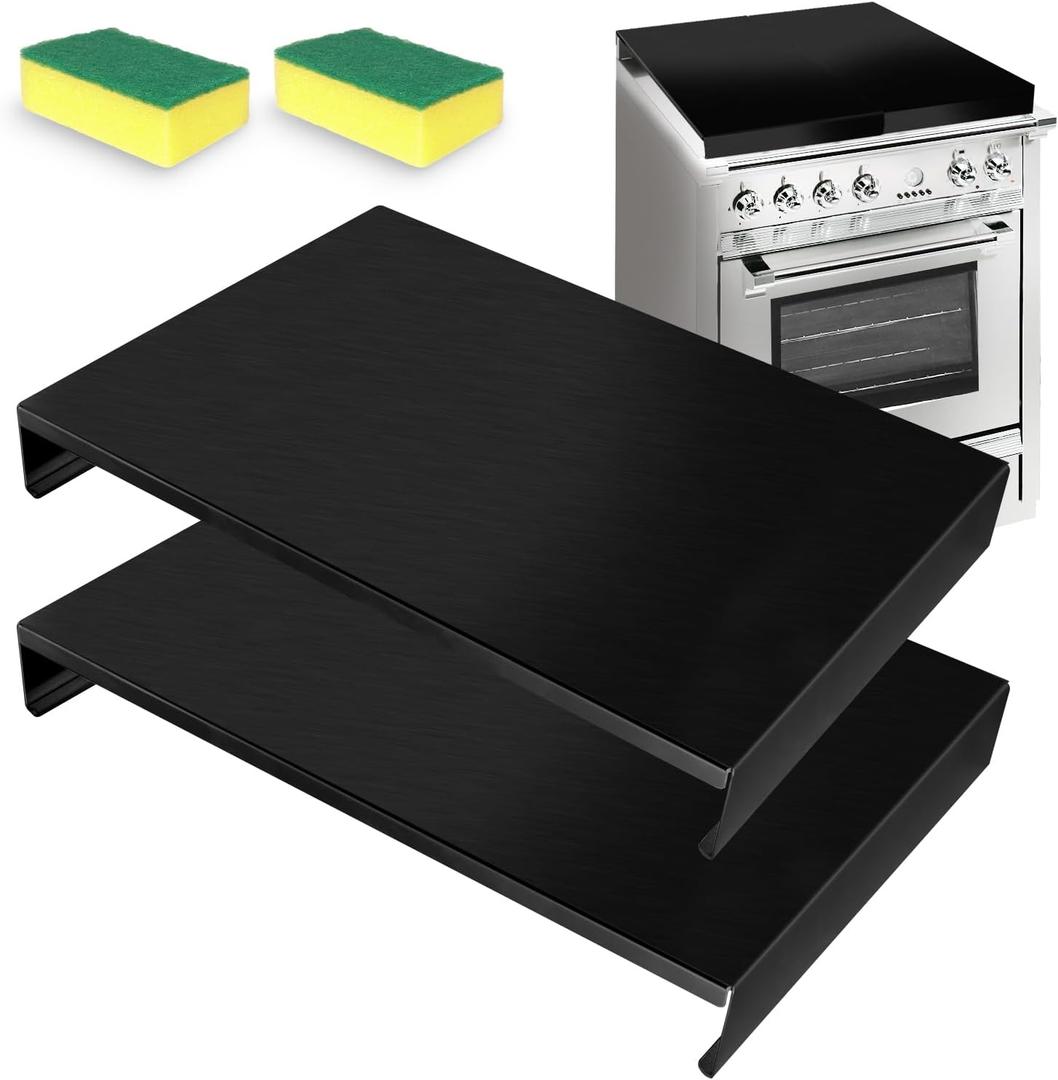 Gas Noodle Board Stove Cover: Mineye 2 IN 1 Gas Stove Top Cover Stainless Steel, Gas Stove Cover Board for Gas and Electric Stove Range Expanding Kitchen Space, Black, Single Size 15"x 22"x3", 15"x 21.5"x3"