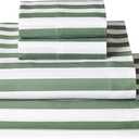 Mellanni Iconic 4-PC, Ultra Soft Sheet Set (Cal King, Oxford Stripe Sage), California King