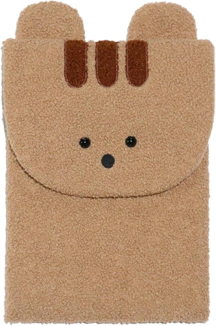 9-11 Inch Tablet Sleeve Case Fit iPad Pro 11 Air 4 10.2 Tab Protective Bag Fluffy Animal Laptop iPad Carrying Case (Coffee)