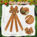 17 Pcs Brown Christmas Tree Decorations Set Large Velvet Wreath Bow 16 Christmas Ball Ornaments Holiday Tree Topper Bows Stripe Dot Hanging Ball for Party Staircase Fireplace
