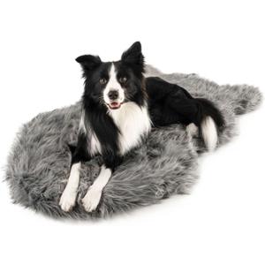 PupRug by Paw.com Faux Fur Orthopedic Dog Bed - Curve Charcoal Grey