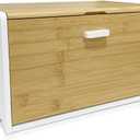 MinBoo Bread Box - Bamboo Bread Box for Kitchen Countertop, Large Capacity Kitchen Countertop Organizer Storage Bread Container Keep Fresh 14.1"x9"x8.3" (Need Assembly) (white&Bamboo)
