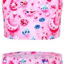 TENVDA Girls Swimsuit 2-Piece Halter Tankini Set Beach Sport Bathing Suit UPF 50+ Swimwear, 140 (Pink)