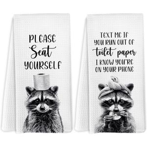 Funny Raccoon Hand Towels Set of 2, Raccoon Gifts for Women Lovers Hand Towels for Bathroom Decor, Funny Raccoons Bathroom Decor, 16x24 Inches