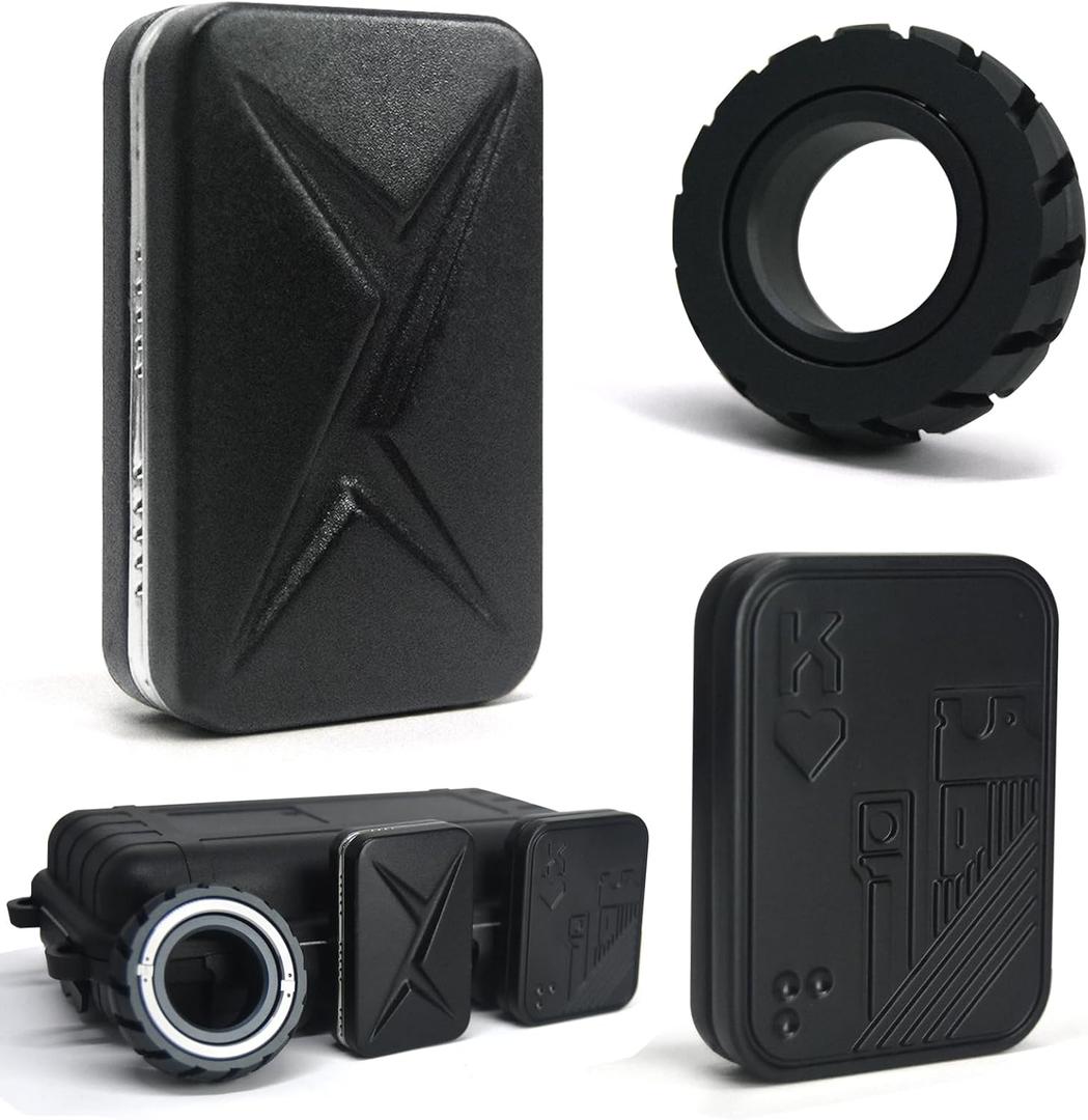 Fidget Toys Adults, Metal Magnetic Fidget Slider 3-Piece Set with Fidget Ring, Fidget Slider and Poker Fidget Toys for Adults Stress Relief, Gift for Fidget Toy Lovers in Black