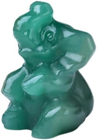 WUYOUSHI Green Aventurine Elephant Decor Figurine Crystals and Healing Stones Elephant Statue Polished Pocket Gemstones ​Bedroom Office Desk Home Decoration A Lucky Decoration
