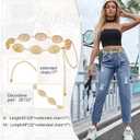 2 x American Trends Womens Western Belts Metal Chain Belt Country Cowgirl Belt Waist Chain Y2K Boho Concho Belt (Medium)
