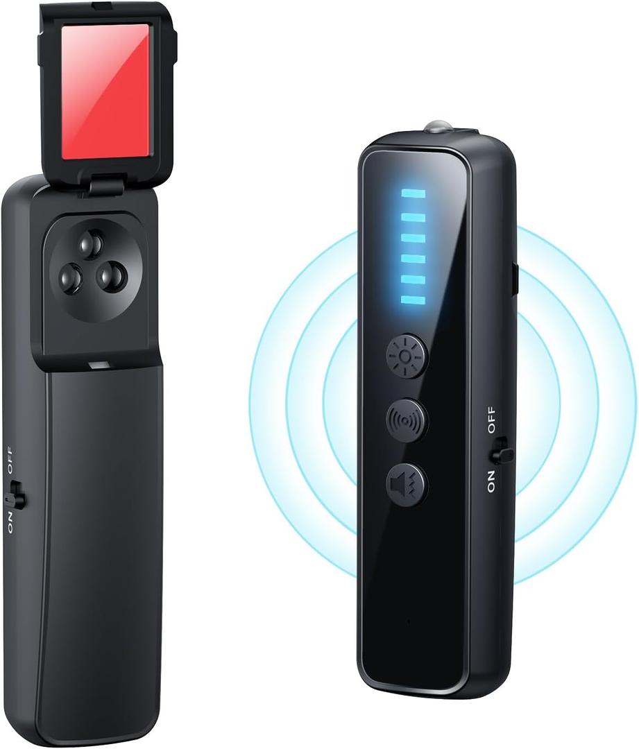 Hidden Camera Detectors, Spy Camera Detectors, Hidden Device Finder for Hotels Car Office Home Travel Meetingroom, Portable Mini Design, 5 Levels Sensitivity 4 Modes, 25H Working Time