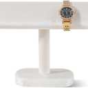 Resilient Velvet Watch Display Stand, T-Shape Jewelry Holder For Bracelet Necklace, Jewellery Store Retail Countertop Display Rack (Beige, Semi-Flat)