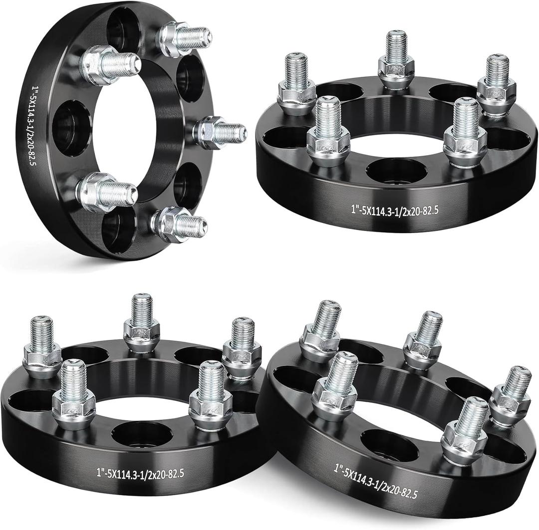 EVIL ENERGY 5x4.5 Wheel Spacers 1 inch Compatible for Ford 1964-1973&1994-2014 Mustang, 5x114.3 mm 5 Lugs 82.5 mm Hub Bore 1/2x20 Studs Black, Not Hubcentric