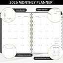 6 x 2026 Planner - Planner 2026, JAN 2026 - DEC 2026, 9" x 11", 2026 Weekly Monthly Planner, Elastic Closure, Tabs, Spiral Bound, Black (8" x 10")