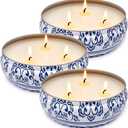 Large Citronella Candles Outdoor and Indoor, 3 Packs 13.5oz 3-Wick Soy Wax Portable Travel Tin Candle for Home Garden Patio Yard Balcony and Summer Gift