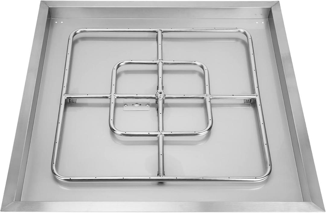 Onlyfire Square Stainless Steel Drop-in Fire Pit Burner Ring and Pan Assembly, 30-Inch