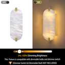 2 Pack 2 Light Oval 12.75" Alabaster Marble Bathroom Wall Sconce Modern Concise Style Wall Light Fixture,Gold Finish for Bedroom Hallway Bedside
