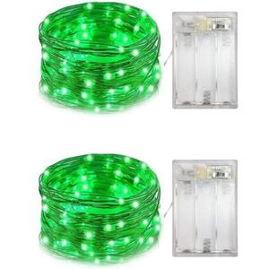 2 Pack Battery Operated Fairy Lights with Timer, Led Mini Lights for Christmas and Halloween Lighting Decoration, 6 Hours ON/18 Hours Off,30 Count LEDs,10 Feet (Green) - no Batteries