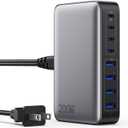 USB C Charger 200W USB C Charger Block,Upgraded GaN III 8-Port Fast Charging Station Hub,PD 65W Laptop Charger Adapter Compatible with MacBook Pro/Air,DELL,Steam Deck,iPhone 16/15/14,Galaxy S23/22 etc (black)