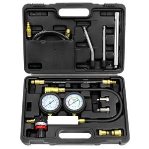 YSTOOL Cylinder Leak Down Tester Automotive Kit Gasoline Engine Compression Dual Gauge Leakdown Detector Tool Set for Pressure Check & Leakage Rate Test with Extension Rod Black